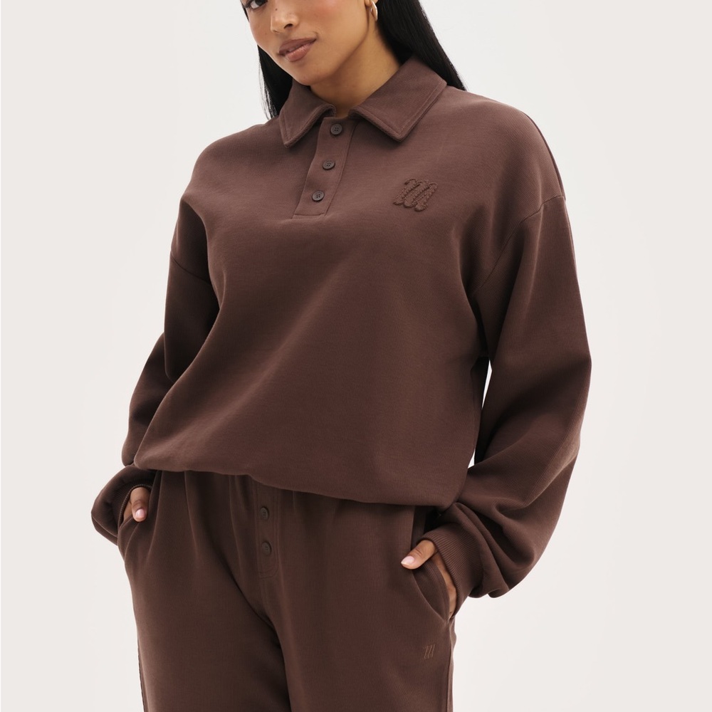 NWOT Maebe Daily Errands Mocha Women's Collar Sweatshirt M